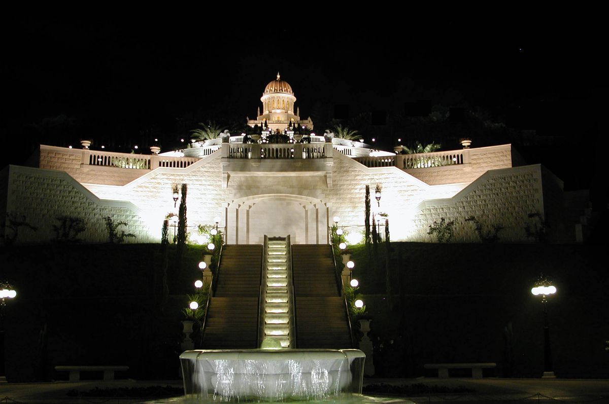 Israel, Haifa, Bahaischrein by Night