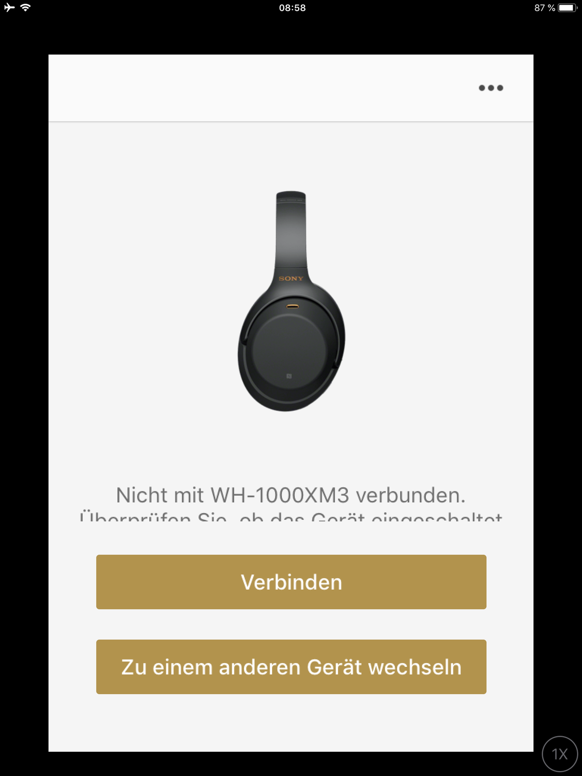 Sony Headphone Connect App auf dem iPad 2018